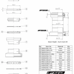 FSA Jeu De Direction The Pig 1 1/8 -VTT Soldes Magasin ThePig TechnischeZeichnung 141 1005 01