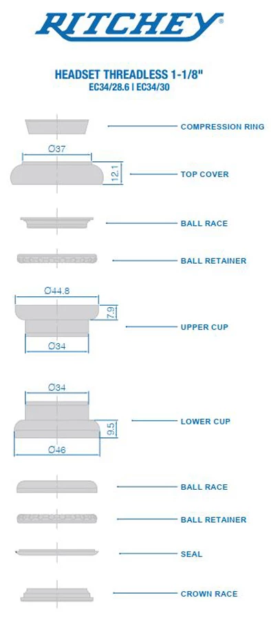 RITCHEY Jeu De Direction Comp 1 1/8" EC34 4 RITCHEY Jeu De Direction Comp 1 1/8" EC34 – Image 2